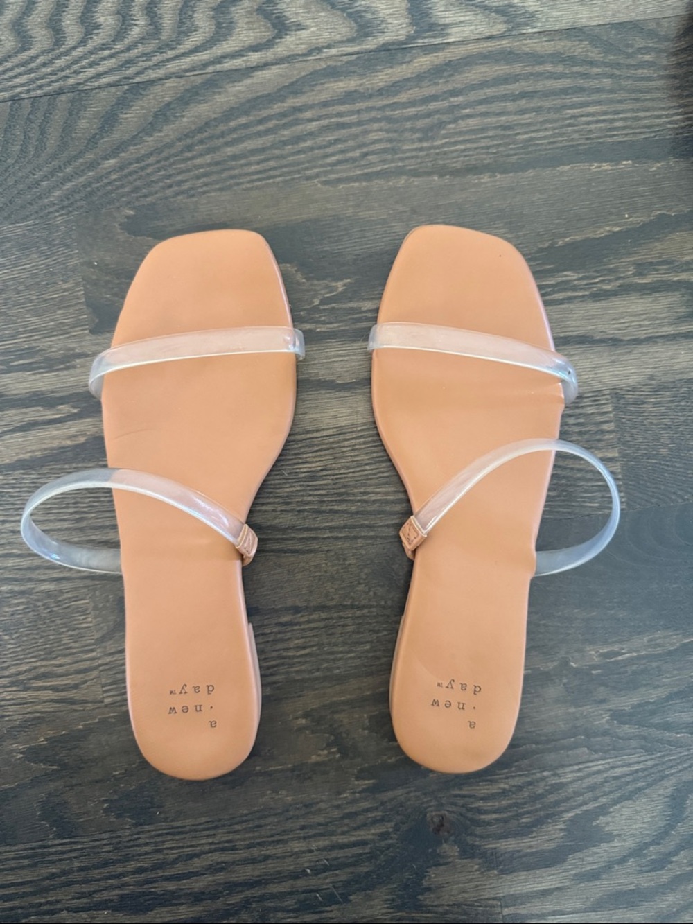 a new day Tan Sandals with Clear Straps
